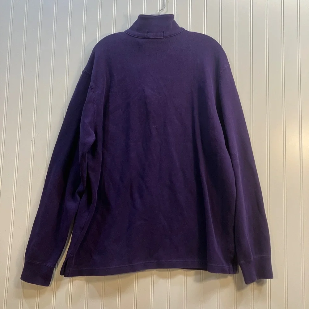 Polo‎ Ralph Lauren Mens XL Purple Cotton Quarter Zip Pullover Sweater Green Logo